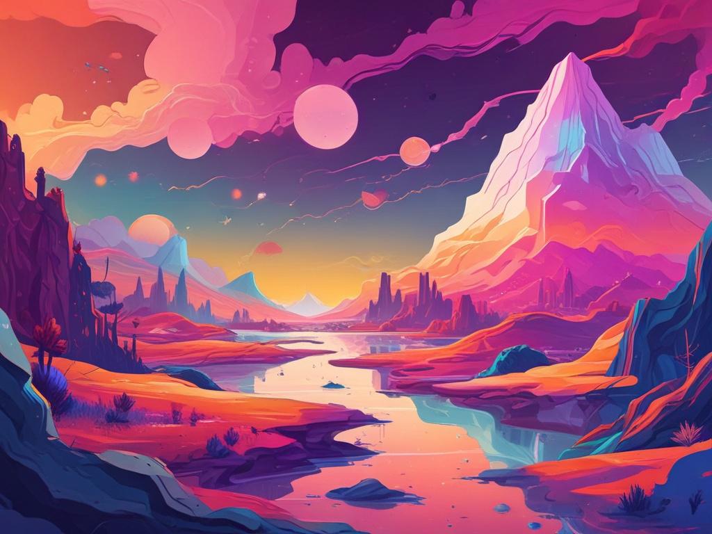 AI driven cryptocurrency protocol, futuristic technology landscape, dynamic graphs and